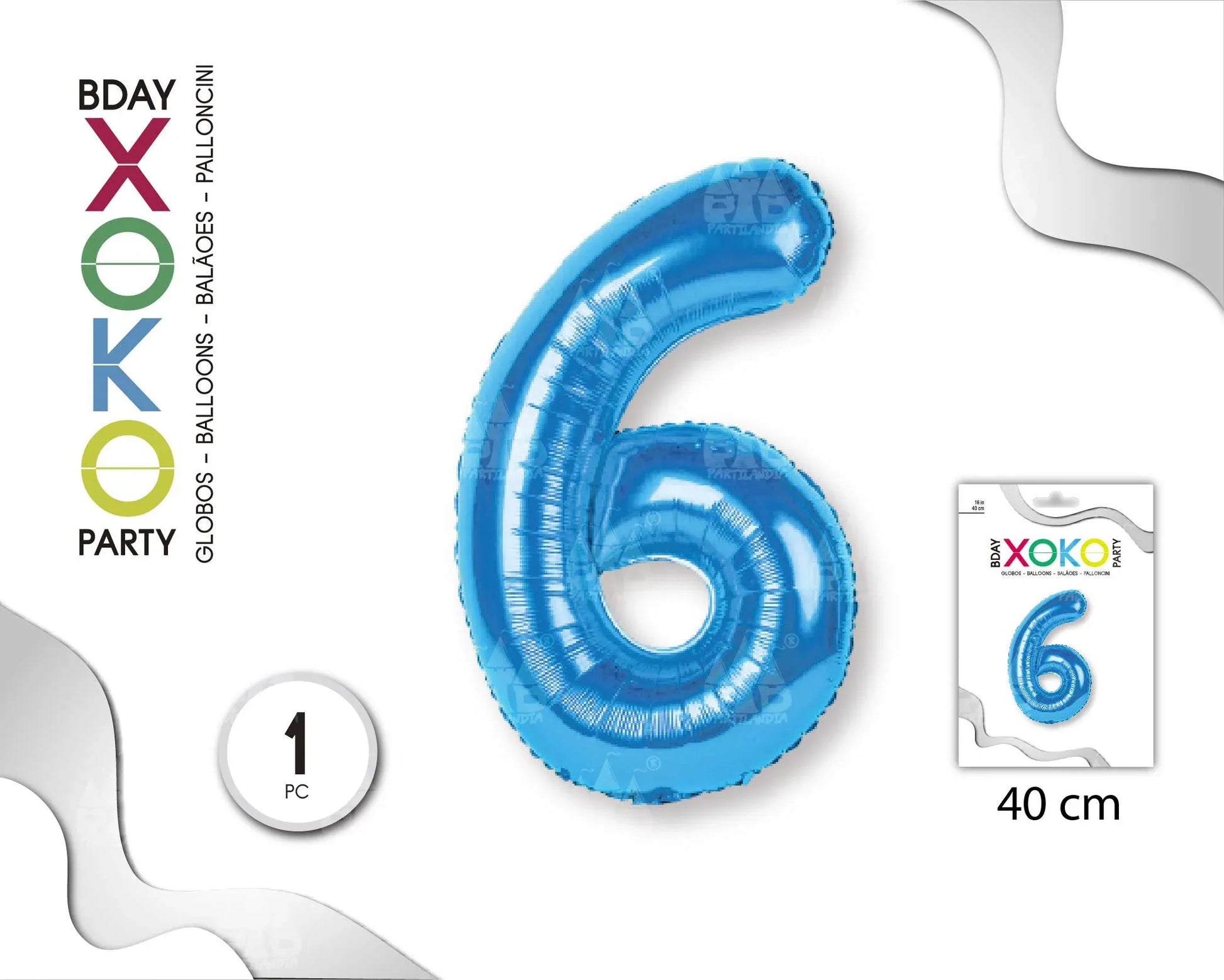 GLOBO FOIL 18/45CM AZUL 6 - yupiparty