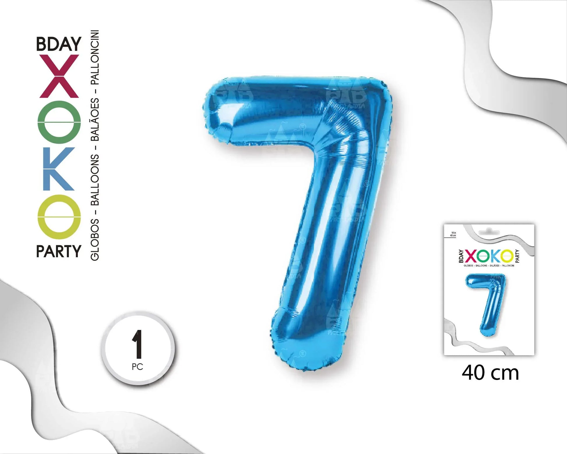 GLOBO FOIL 18/45CM AZUL 7 - yupiparty