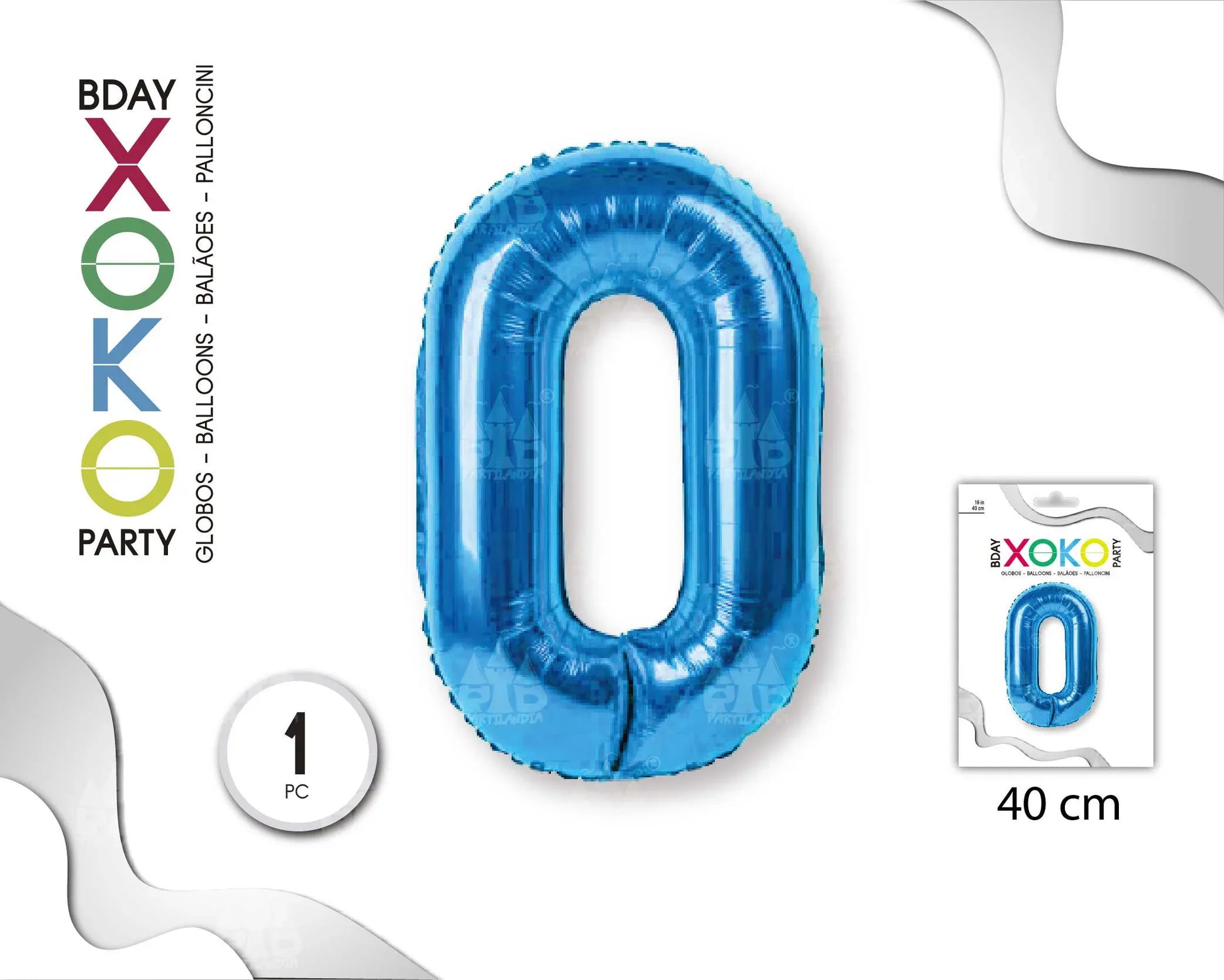 GLOBO FOIL 18/45CM AZUL 0 - yupiparty