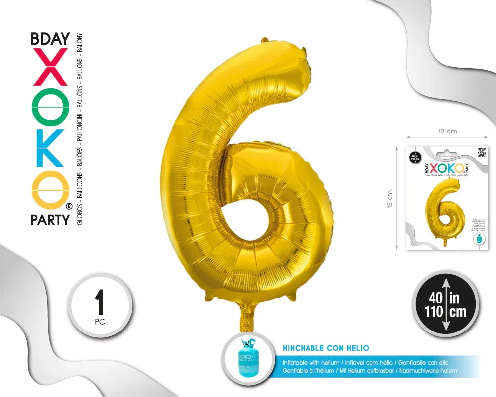GLOBO FOIL 40/110CM ORO 6 - yupiparty