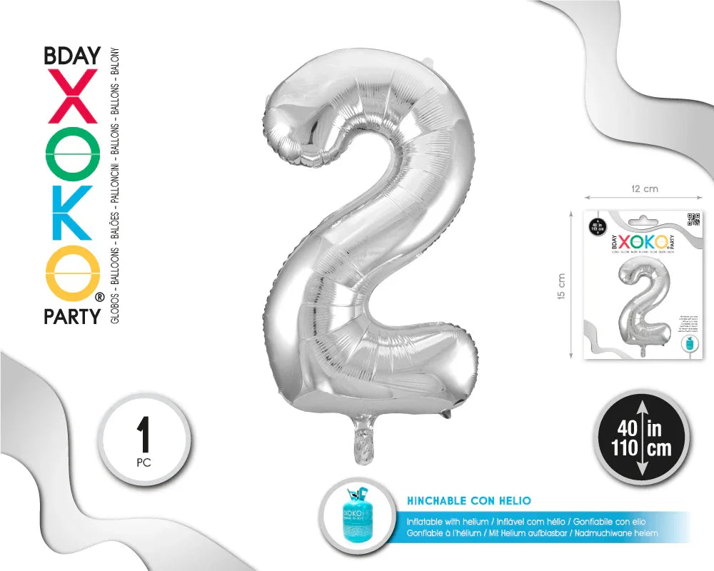 GLOBO FOIL 40/110CM PLATA 2 - yupiparty