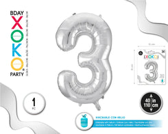 GLOBO FOIL 40''/110CM PLATA 3 - yupiparty