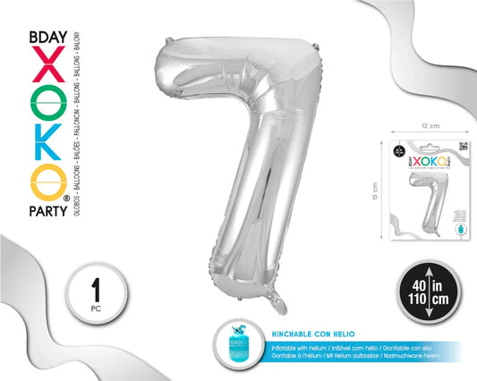 GLOBO FOIL 40/110CM PLATA 7 - yupiparty