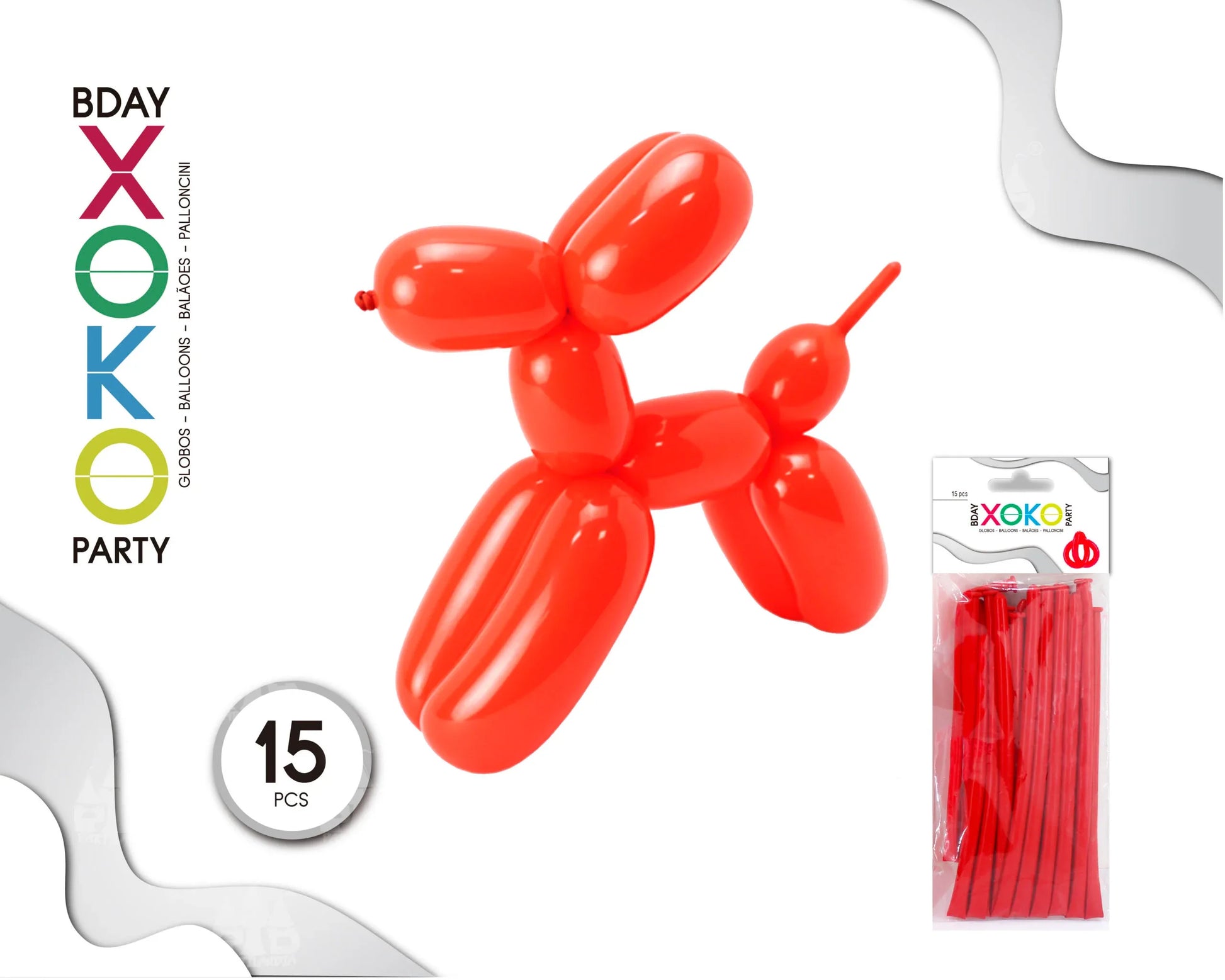 GLOBOS DE MODELAR 15 PC ROJO - yupiparty