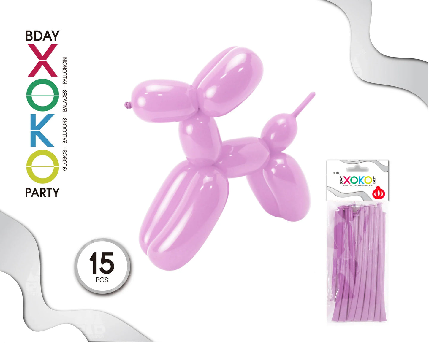 GLOBOS DE MODELAR 15 PC ROSA - yupiparty