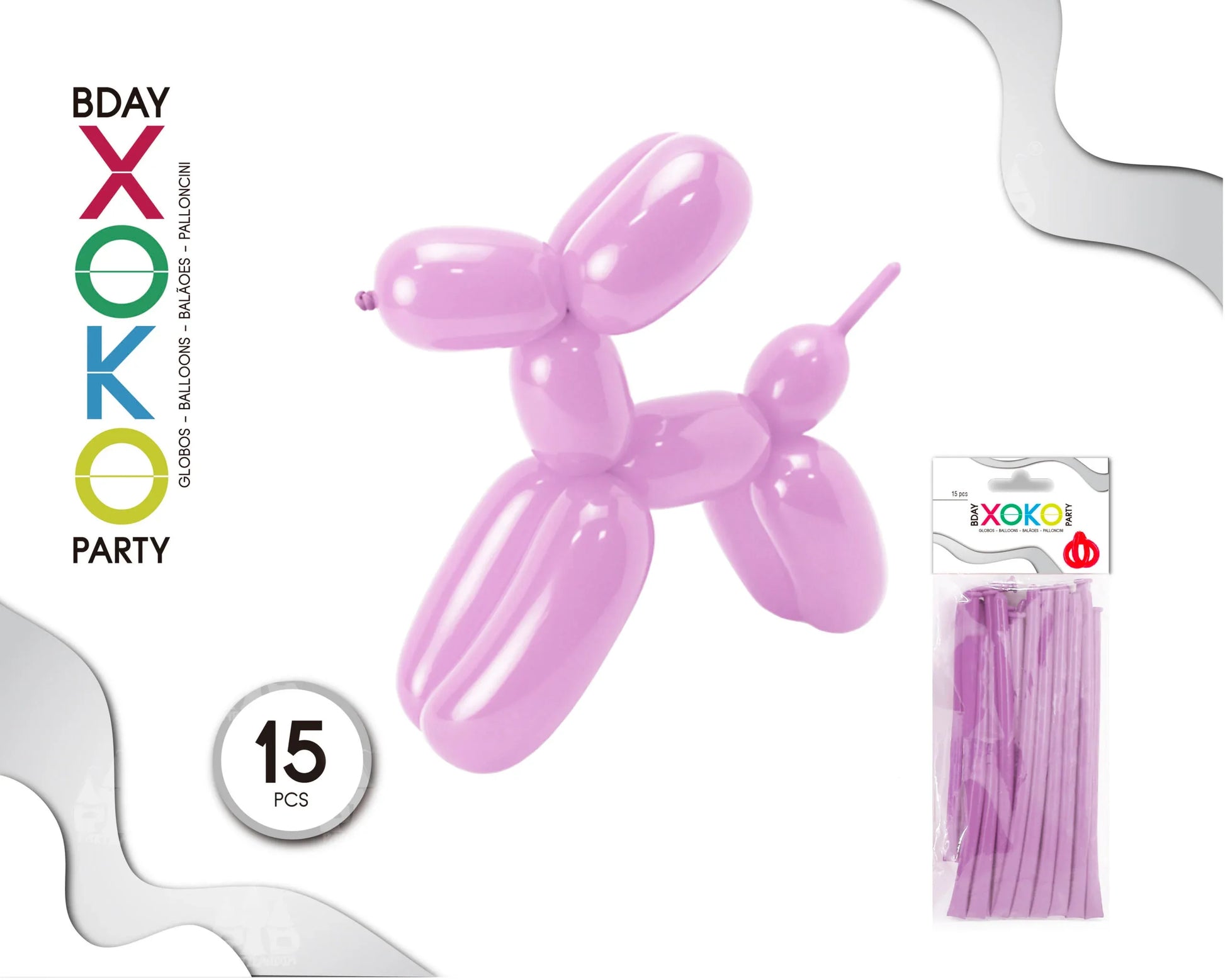 GLOBOS DE MODELAR 15 PC ROSA - yupiparty