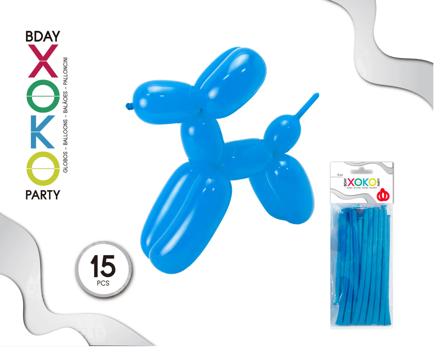GLOBOS DE MODELAR 15 PC TURQ - yupiparty