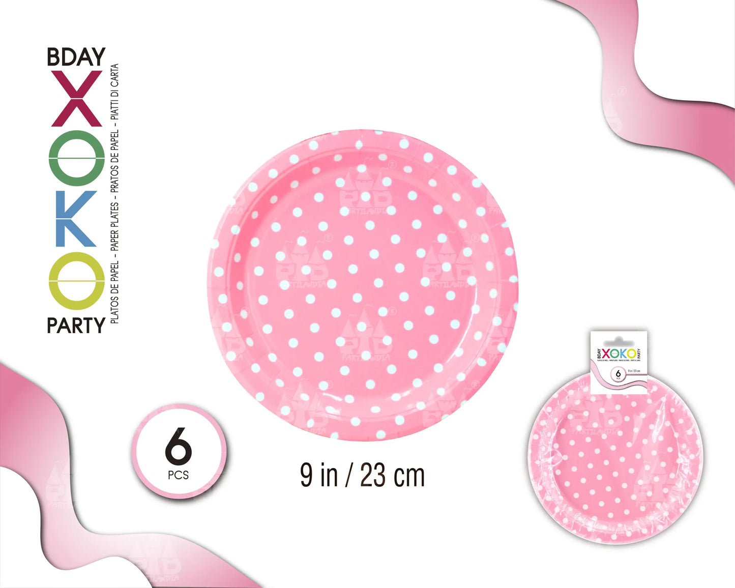 PLATO 23CM LUNAR ROSA 6PC - yupiparty