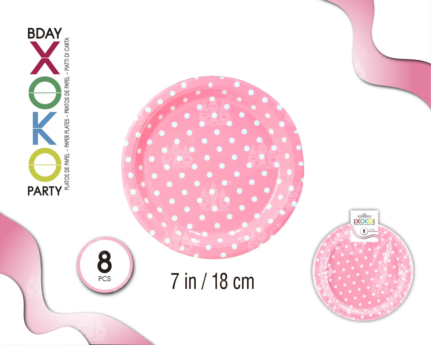 PLATO 18CM LUNAR ROSA 6PC - yupiparty