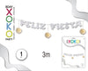 BANNER FELIZ FIESTA GLITTER PLATA POMPONES - yupiparty