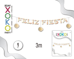 BANNER FELIZ FIESTA CHAMPAN POMPONES - yupiparty