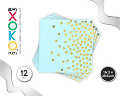 SERVILLETA AZUL LUNAR ORO 12PC - yupiparty