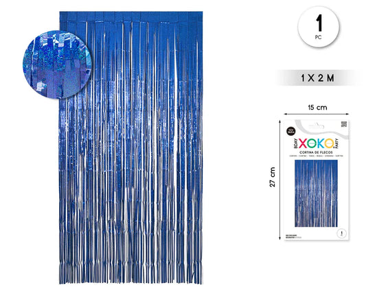 CORTINA DE FLECOS 1M*2M LASER AZULON - yupiparty