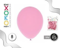 GLOBOS PASTEL 2.8G/30CM 8PC ROSA - yupiparty