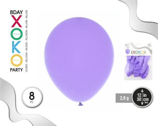 GLOBOS PASTEL 2.8G/30CM 8PC LAVANDA - yupiparty