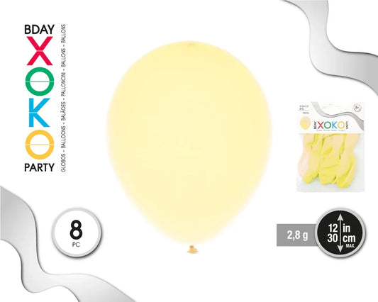 GLOBOS PASTEL 2.8G/30CM 8PC LIMON - yupiparty