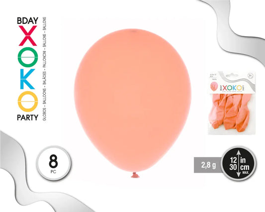 GLOBOS PASTEL 2.8G/30CM 8PC NARANJA - yupiparty