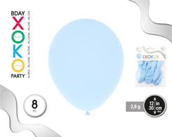 GLOBOS PASTEL 2.8G/30CM 8PC AZUL - yupiparty