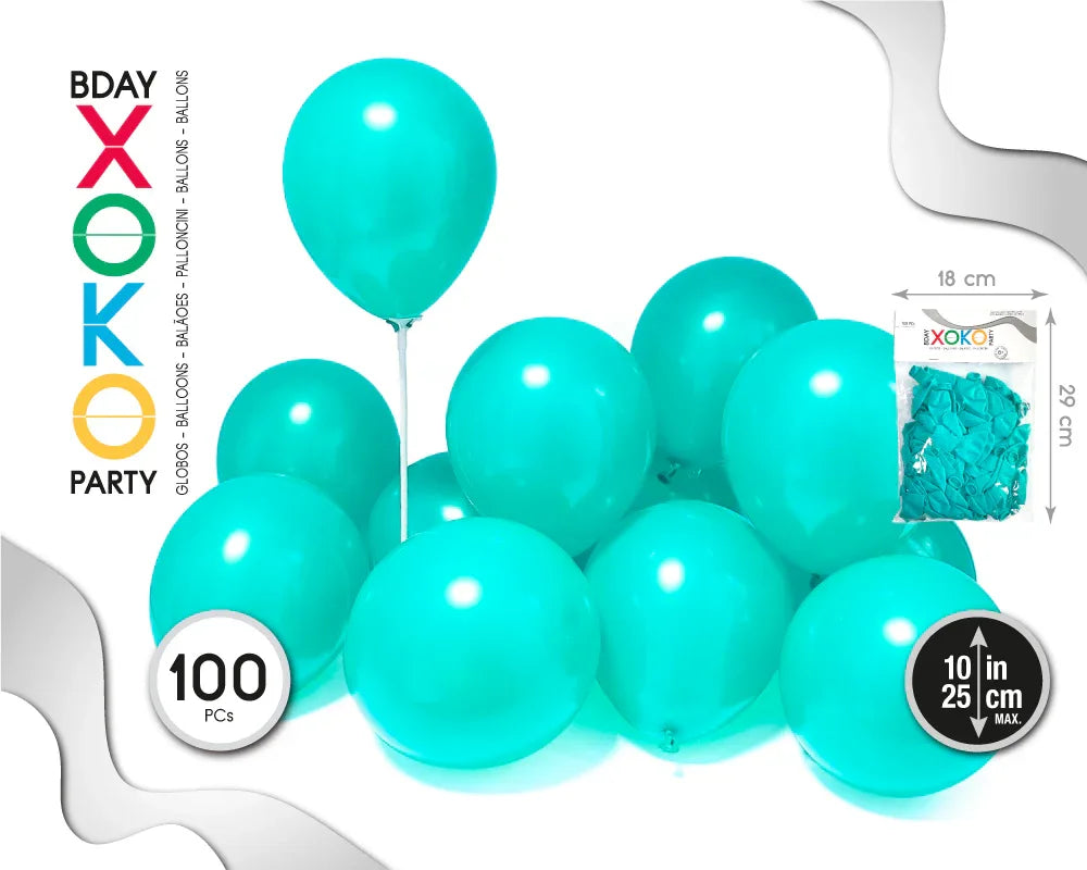 GLOBOS 100PC 9/ 25CM AZUL TIFFANY - yupiparty