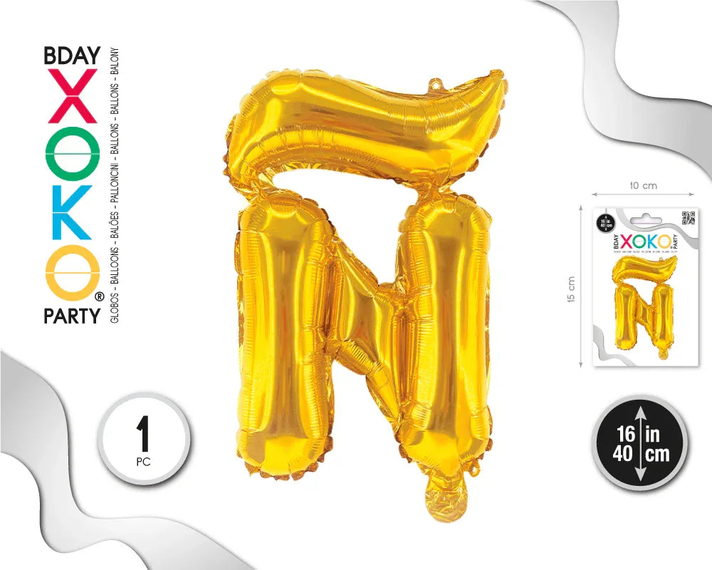 GLOBO FOIL 16/40CM ORO Ñ - yupiparty