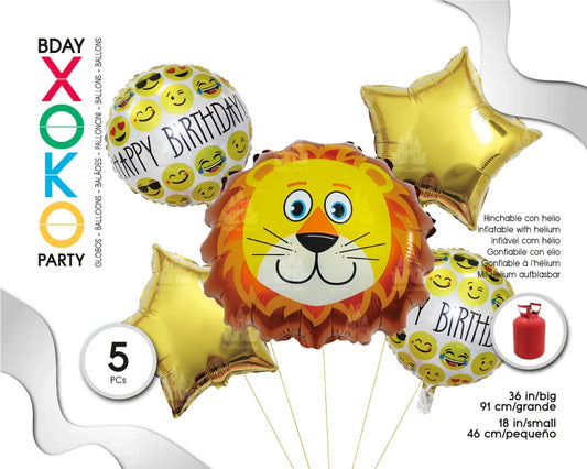 SET GLOBO MYLAR LEON 5PC - yupiparty