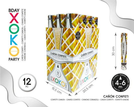 CAÑON CONFETTI ORO 30CM - yupiparty