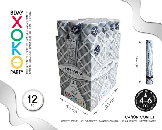 CAÑON CONFETTI PLATA 30CM - yupiparty