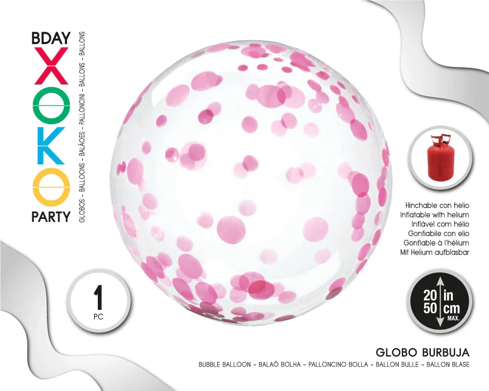 GLOBO BURBUJA 18/45CM TOPO ROSA - yupiparty