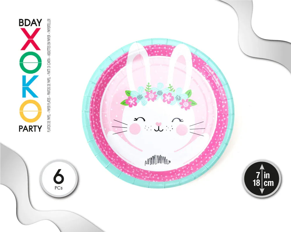 PLATO 18CM RABBIT 6PC - yupiparty