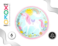 PLATO 23CM UNICORNIO 6PC - yupiparty