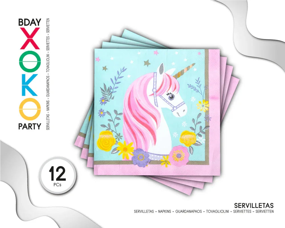 SERVILLETA UNICORNIO 12PC - yupiparty