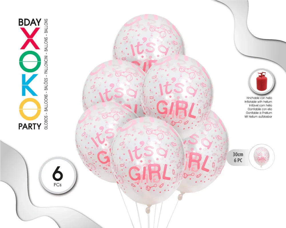 GLOBOS PRINT 2,8G 6PC GIRL CRISTAL - yupiparty