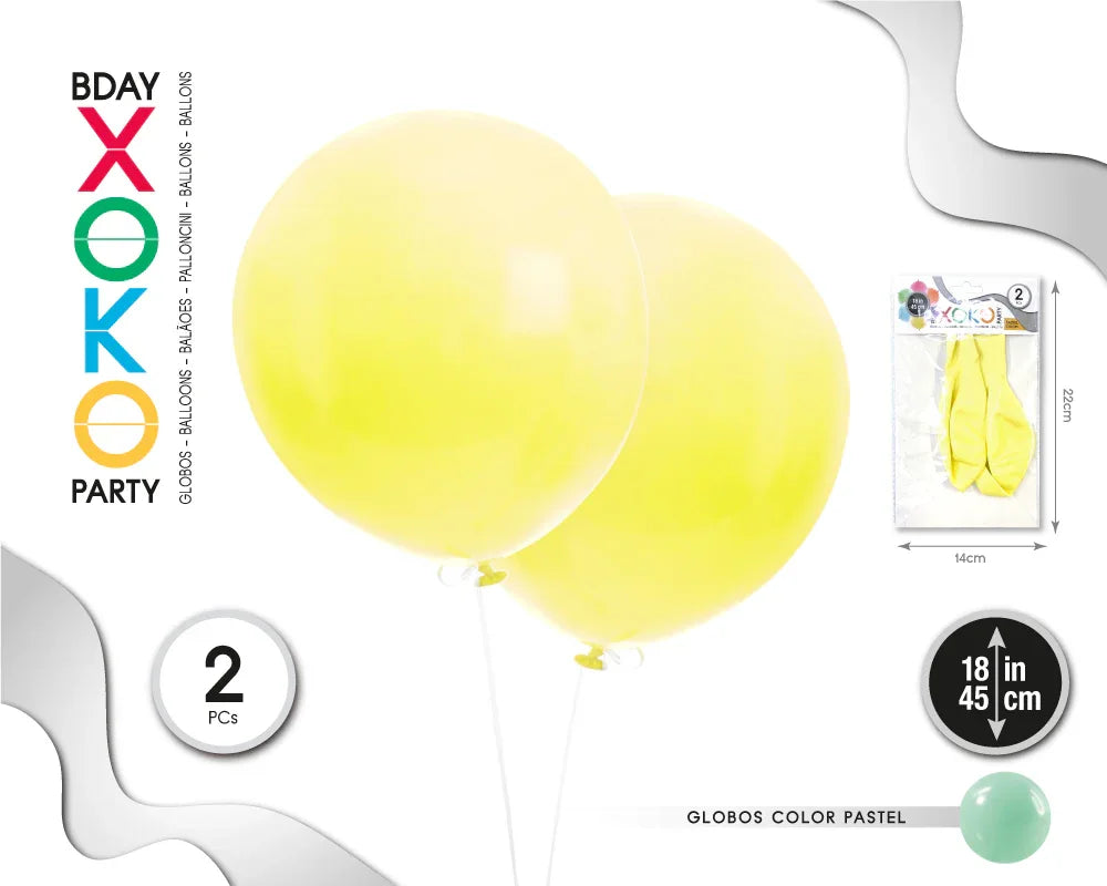 GLOBOS 18PULG 2PC AMARILLO - yupiparty
