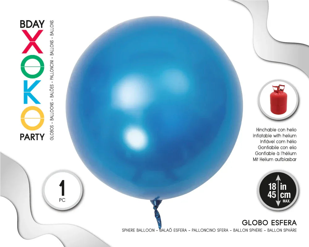 GLOBO BURBUJA18/45CM AZUL METALIZADO - yupiparty