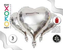 GLOBO FOIL CORAZON 18''/45CM PLATA 3PC - yupiparty
