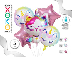 SET GLOBO MYLAR CATICORNIO 5PC - yupiparty
