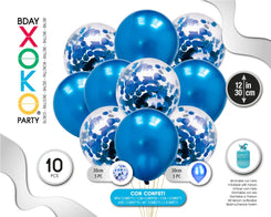 SET 5+5 GLOBOS CONFETI AZUL - yupiparty