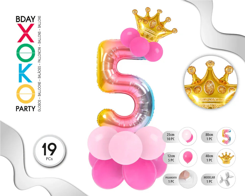 COLUMNA GLOBO RAINBOW Nº5 - yupiparty