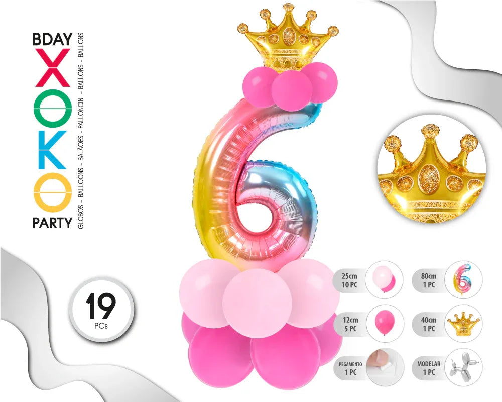 COLUMNA GLOBO RAINBOW Nº6 - yupiparty