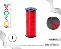 CINTA DECORATIVA GLOBOS 90M*5MM ROJO - yupiparty