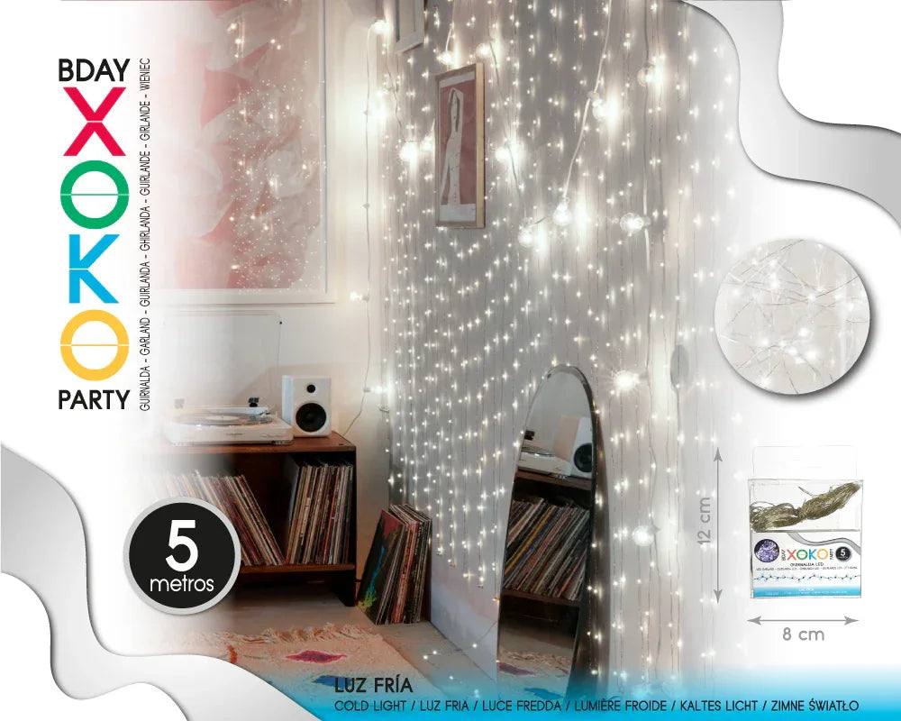 GUIRNALDA ALAMBRE LED 5M/50 LED FRIA - yupiparty