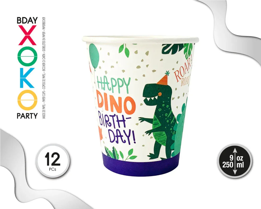 VASO 9OZ DINOSAURIO 12PC - yupiparty
