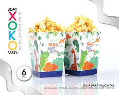 CAJA PALOMITA DINOSAURIO 6PC - yupiparty