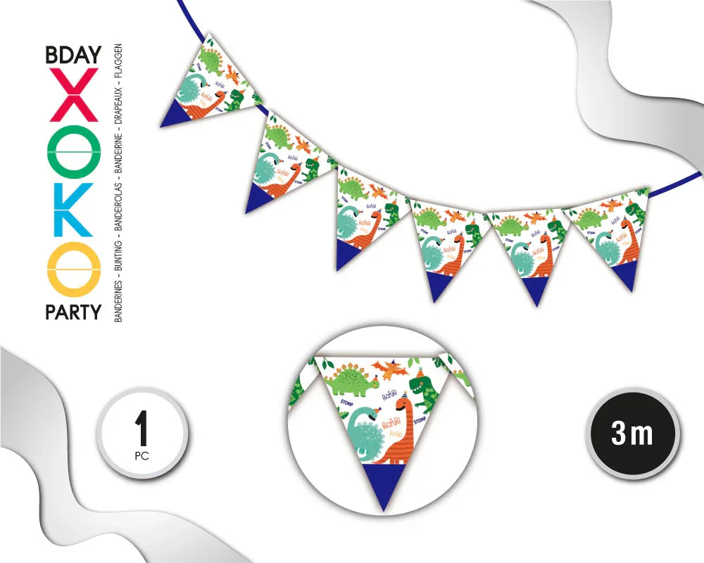 BANDERINES DINOSAURIO 3M - yupiparty