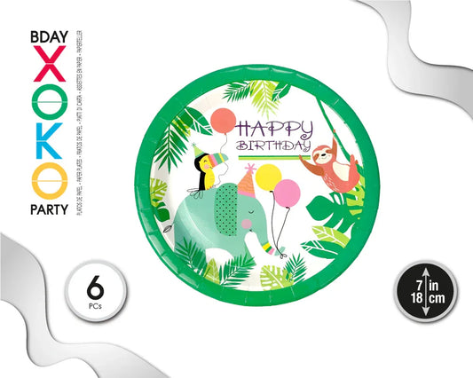 PLATO 18CM WILD ANIMAL 6PC - yupiparty