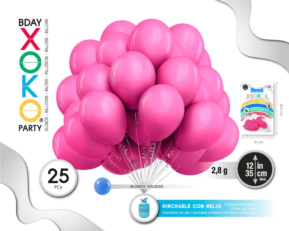 GLOBOS LATEX HELIO 25PC 2,8G 12/ 30C - yupiparty