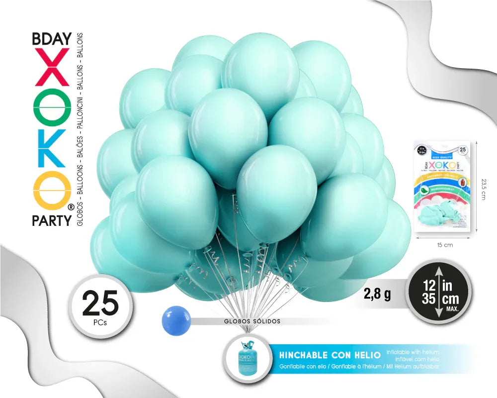 GLOBOS LATEX HELIO 25PC 2,8G 12/ 30C - yupiparty