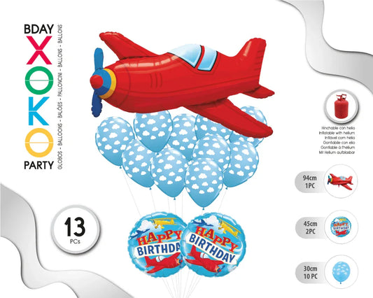 SET AVION 13 GLOBOS - yupiparty