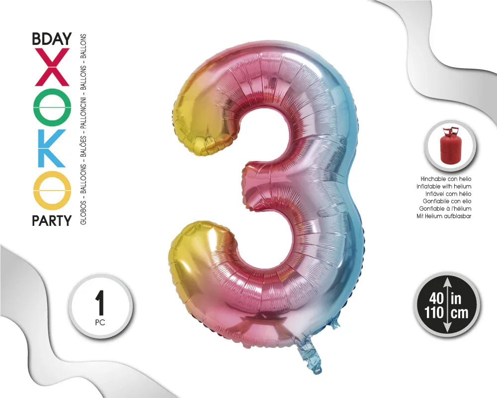 GLOBO FOIL 110CM PASTEL DEGRADADO 2 CARA - yupiparty