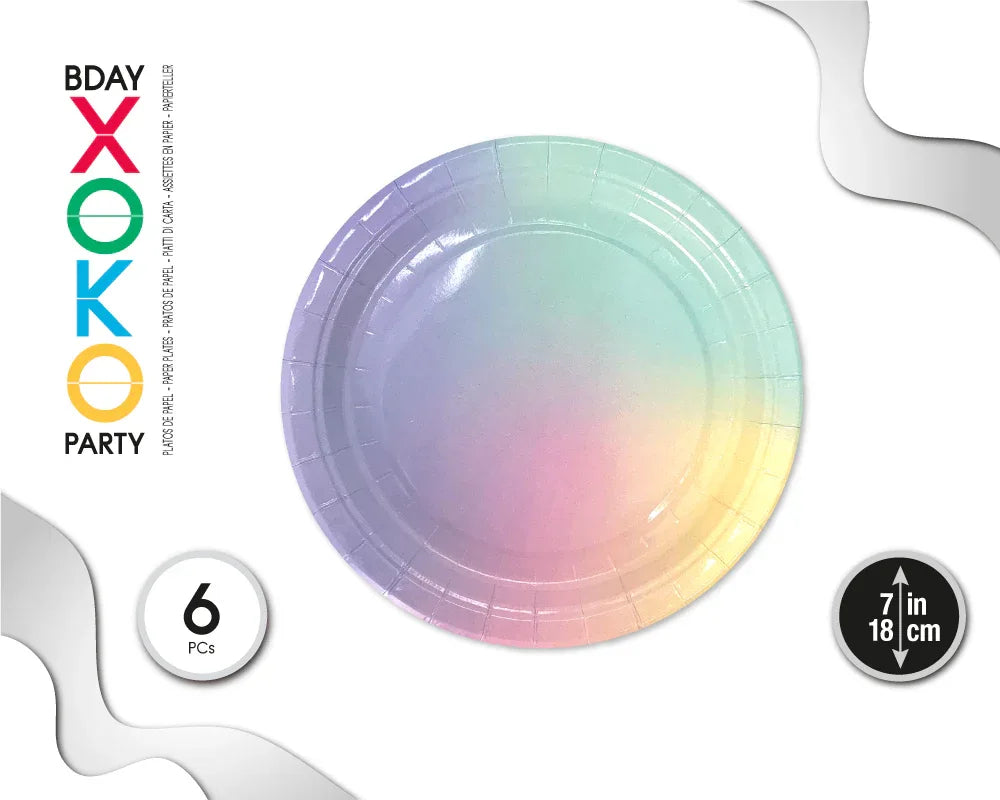 PLATO 18CM RAINBOW 6PC - yupiparty